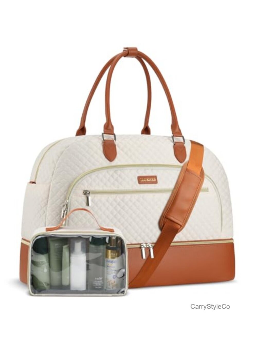 Extra Large Waterproof Weekender Duffel Bag with Shoe Compartment & Toiletry